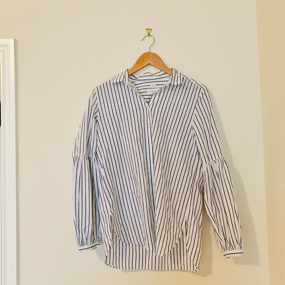 Top Balloon Sleeves Loft Striped Balloon Sleeves